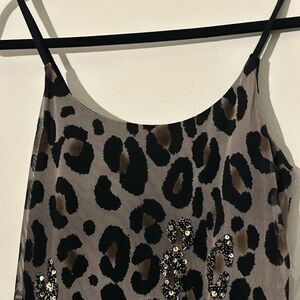 Old Navy Black and Brown Leopard Print Tank Size Small Spaghetti Strap